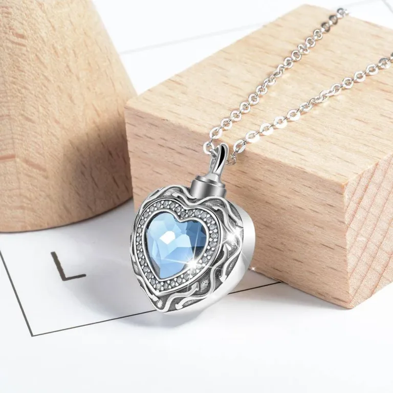 Blau funkelnder Herz Flacon oder Urne “Forever in my Heart” | 925 Silber Medaillon brand: Eudora