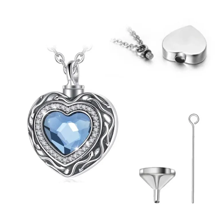 Blau funkelnder Herz Flacon oder Urne “Forever in my Heart” | 925 Silber Medaillon brand: Eudora