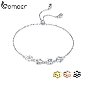 Hunde- oder Katzenpfoten, Armband in Silber, Gold oder Schwarz | 925 Slider-Armkettchen brand: Bamoer