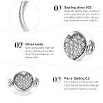 Schlangen-Armband für Beads & Charms, Herz (17-20cm), mit Gewinden | 925 Silber Armband – Bild 5