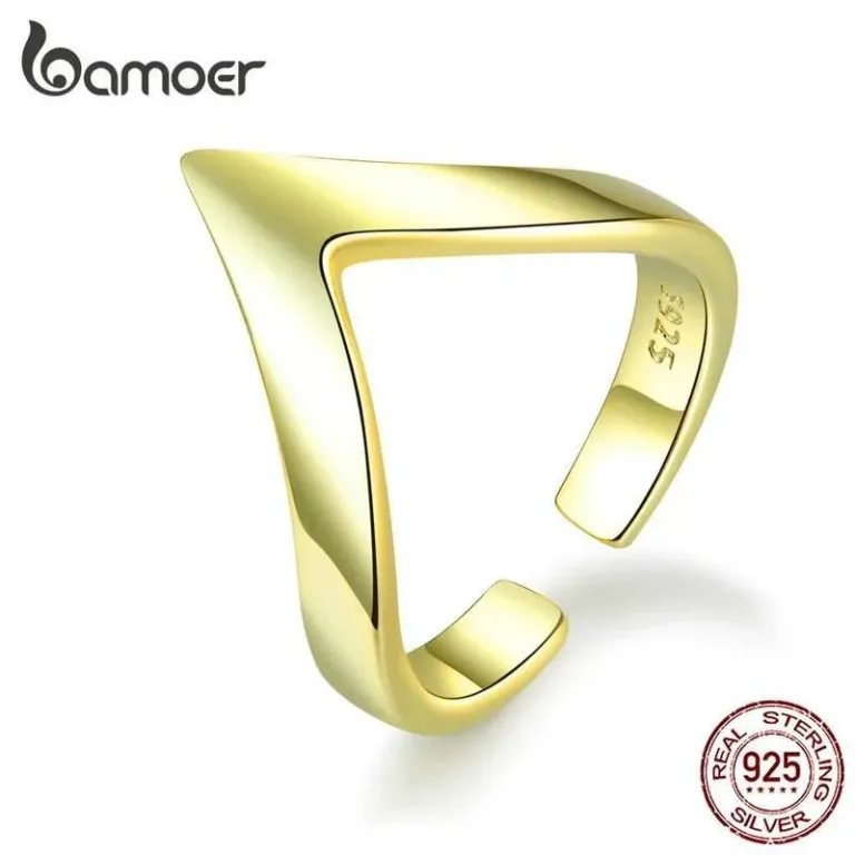 V-förmiger offener Silber- oder Goldring, größenverstellbar | 925 Silber Ringe brand: Bamoer
