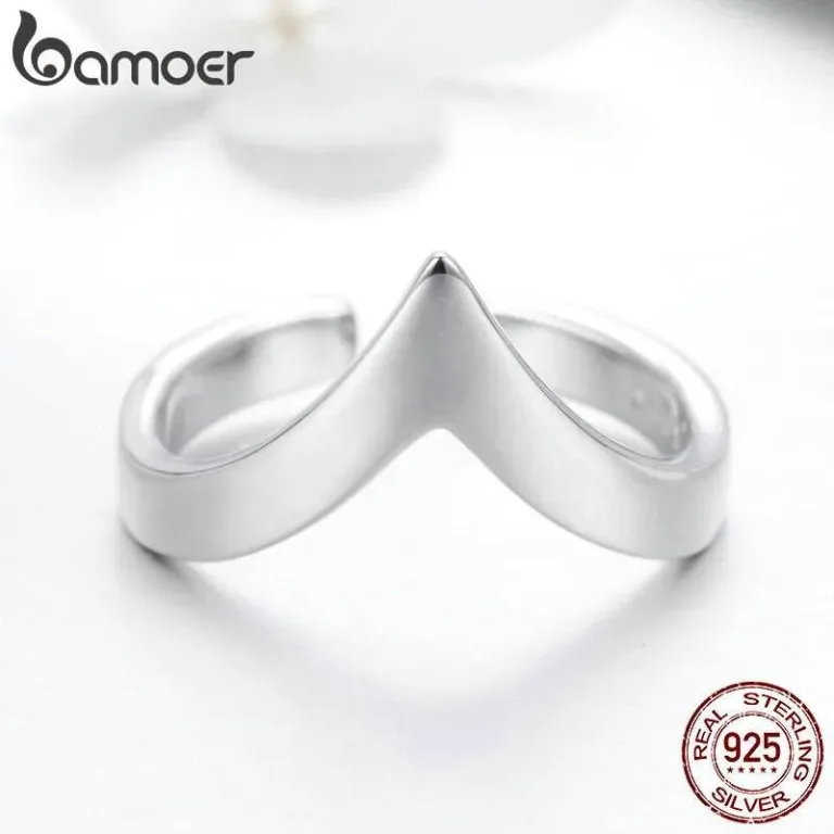 V-förmiger offener Silber- oder Goldring, größenverstellbar | 925 Silber Ringe brand: Bamoer