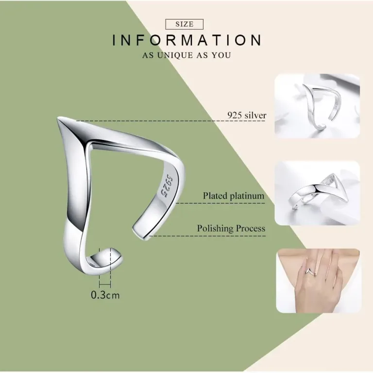 V-förmiger offener Silber- oder Goldring, größenverstellbar | 925 Silber Ringe brand: Bamoer