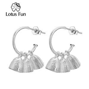 Silberne Halbcreolen mit Fisch Glocken, Ethno Tribal Ohrringe | 925 Silber Ohrstecker brand: Lotus Fun