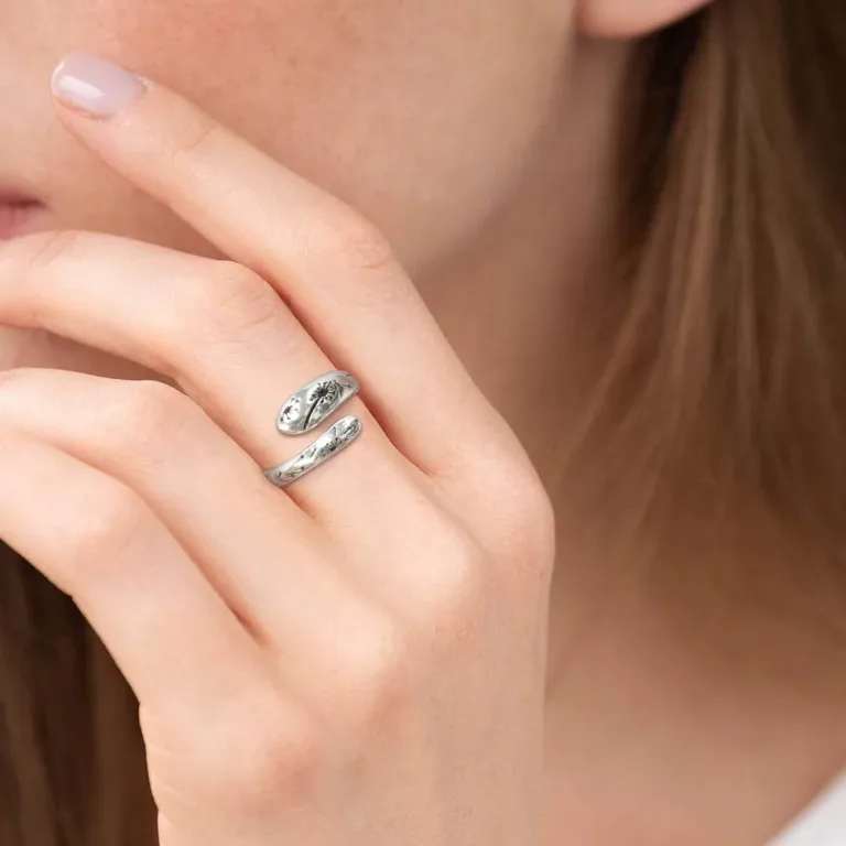 Breiter offener Ring mit Löwenzahn Pusteblumen “I am enough”, Selbstliebe | 925 Silber Ringe brand: StrollGirl