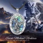 Erzengel Michael “Protect Us”, Perlmutt-Amulett mit Halskette | 925 Silber Anhänger brand: Eudora