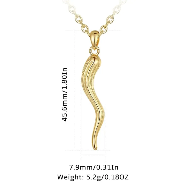 Italienisches Horn, Glücks-Hörnchen, Cornicello, Gold oder Silber, mit Halskette | 925 Anhänger brand: Eudora