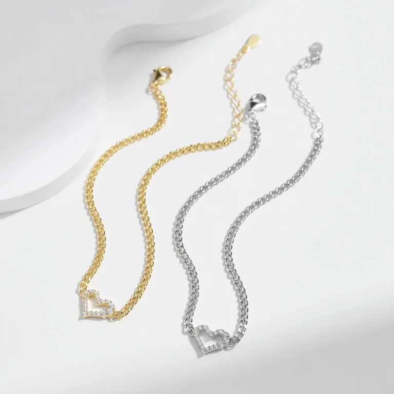 Moissanit Herz Armband in Gold oder Silber, Moissanit-Brillanten von Modian | 925 Armkette brand: Modian