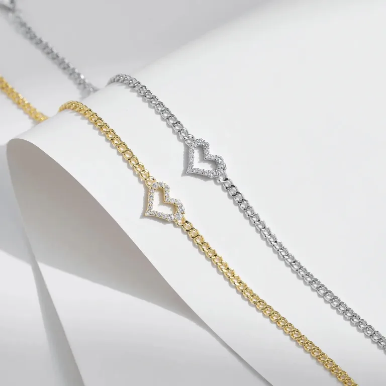 Moissanit Herz Armband in Gold oder Silber, Moissanit-Brillanten von Modian | 925 Armkette brand: Modian