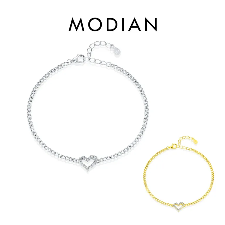 Moissanit Herz Armband in Gold oder Silber, Moissanit-Brillanten von Modian | 925 Armkette brand: Modian