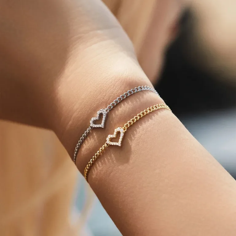 Moissanit Herz Armband in Gold oder Silber, Moissanit-Brillanten von Modian | 925 Armkette brand: Modian