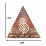 Orgonit Pyramide 8cm: Energie-Deko mit Rosenquarz-Kugel, Draht-Spiralen, Goldpartikel und Heilsteinen. Orgon-Pyramiden für positive Energie.