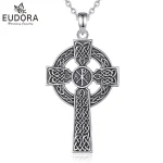 Keltisches Kreuz Radkreuz mit Chi-Rho Amulett Halskette für Herren. 925 Silber Anhänger mit filigranen Knotenmustern. Schutz-Symbol.