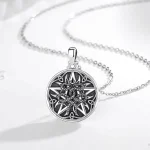 Schlangen-Pentagramm Halskette, 925 Silber Anhänger mit detailreicher Schlangen-Wicklung, Hexen Magie Schmuck für Herren, Feuer-Mond Motiv