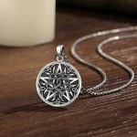 Schlangen-Pentagramm Halskette: 925 Silber Anhänger mit zwei Schlangen, Feuer-Monden Motiv, Hexen Magie Schmuck für Damen und Herren.