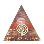 Orgonit Pyramide mit Rosenquarz-Kugel, Draht-Spiralen, goldene Akzente, Energie-Deko, Orgon-Pyramiden, 8cm, Chakren-Symbol.