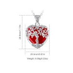 Rotes Lebensbaum Herz Halskette, Baum-Göttin Anhänger mit Karneol. Silberfarben, filigran. Edelstein Schmuck mit Heilstein.