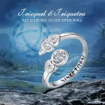 Keltischer Romantik Runenring: 925 Silber Ring mit Zirkonia-Herzen, Triskele, Runen-Gravur, offenes Wrap-Design, keltischer Knoten.